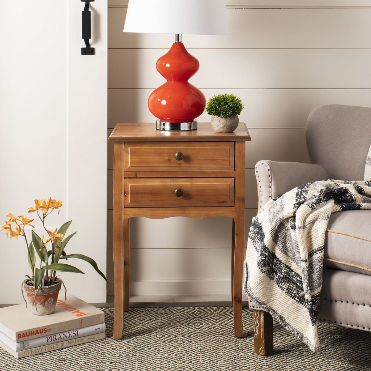  Safavieh Lori End Table with Storage Drawers - White Birch - Bonton