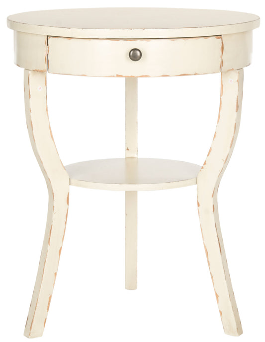 Kendra Round Pedestal End Table with Drawer