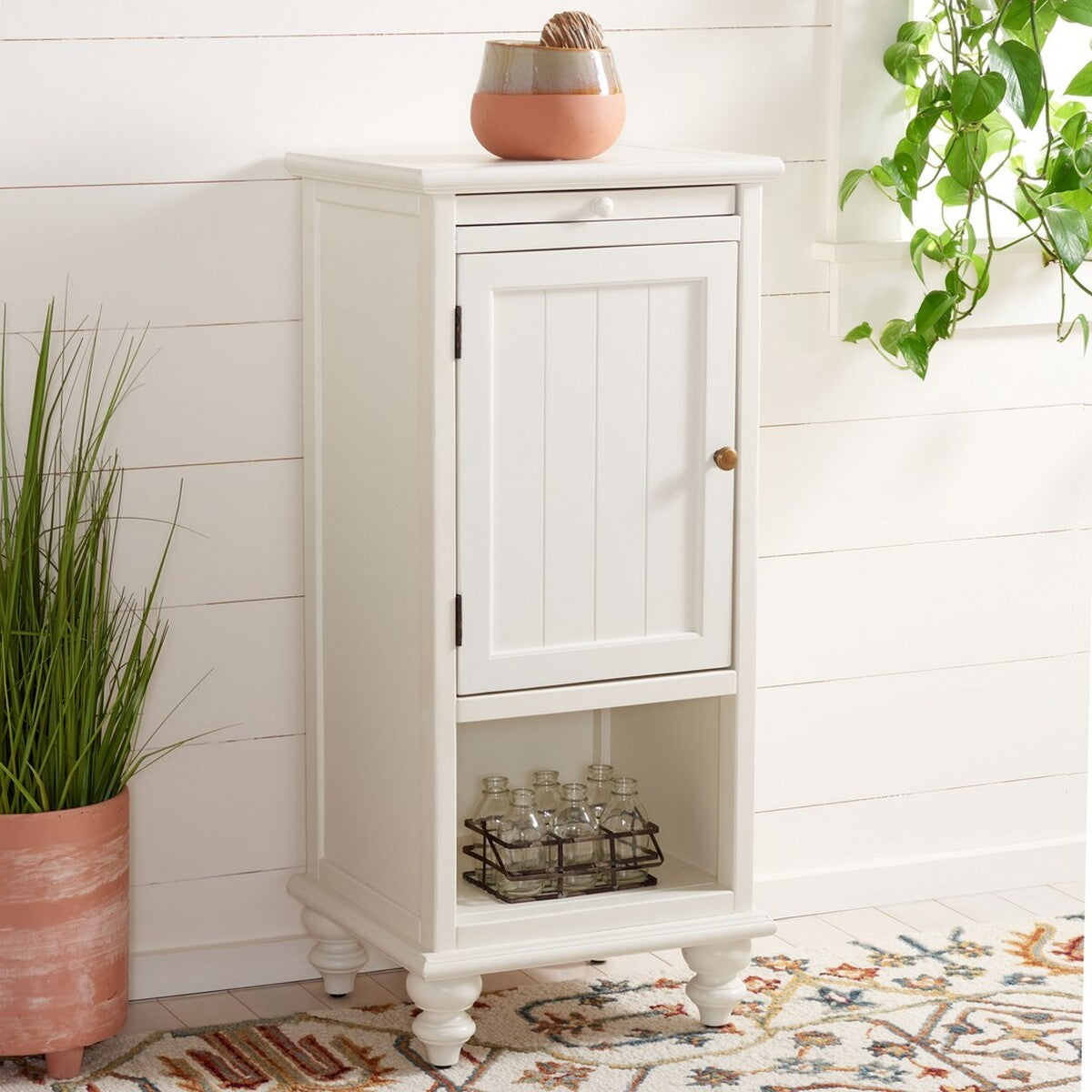  Safavieh Jezabel End Table with Pull Out Tray - White - Bonton