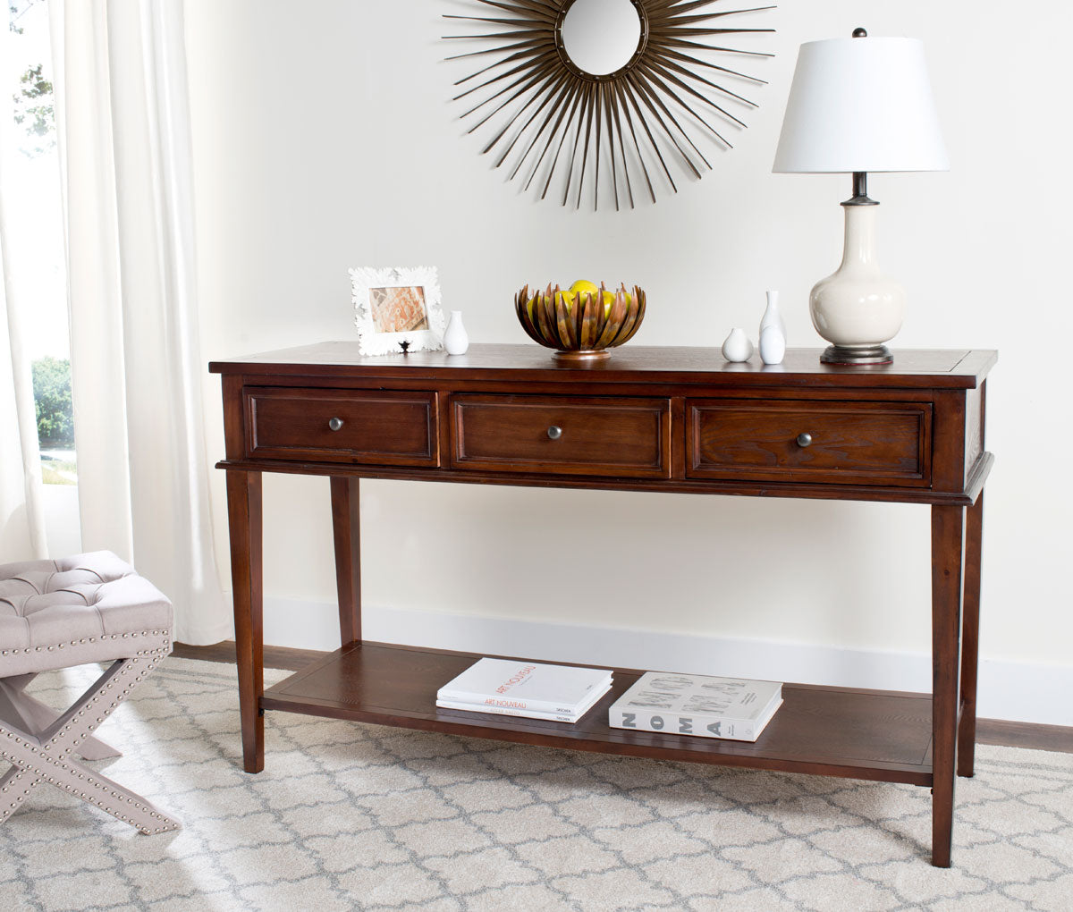  Safavieh Manelin Console with Storage Drawers - Sepia - Bonton