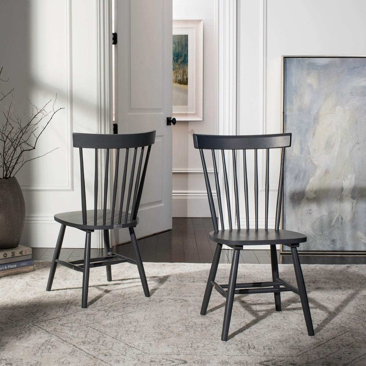  Safavieh Parker Spindle Dining Chairs Set Of 2 - Navy - Bonton