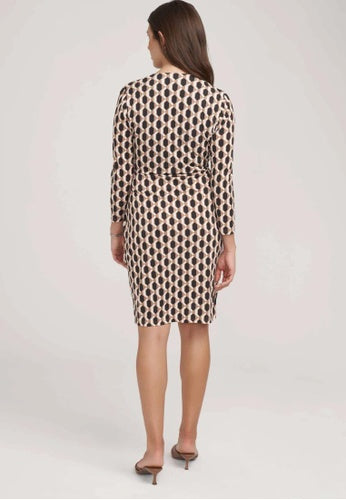 Anne Klein Geometric Wrap Dress - Vicuna Combo - Bonton
