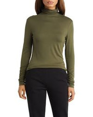 Long Sleeve Rayon Turtleneck