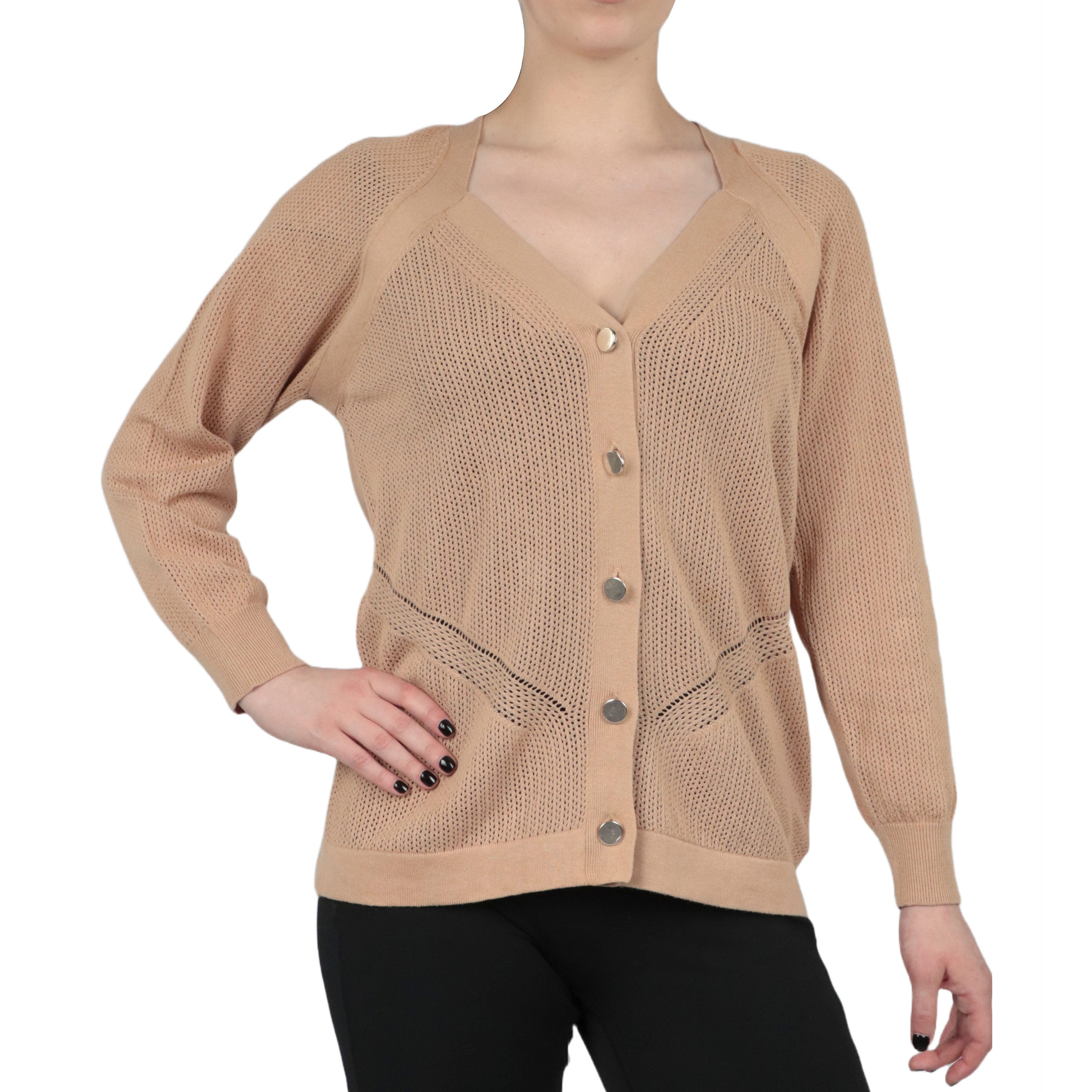  Anne Klein Cardigan With Directional Knitting - Light Coffee - Bonton