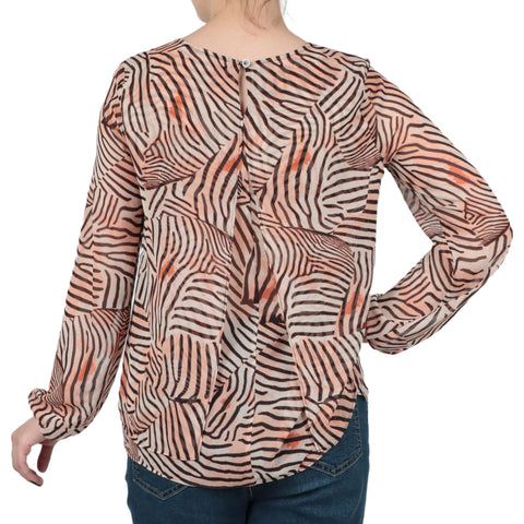 Double Layer Long Sleeve Blouse with Keyhole Back