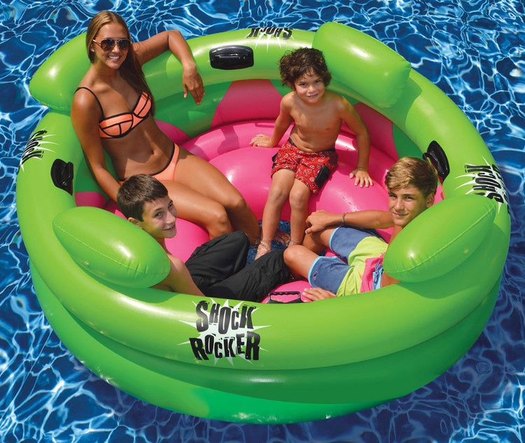 75" Bright Green and Pink Inflatable Shock Rocker Swimming Pool Float Toy