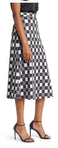 Gingham A-Line Midi Skirt