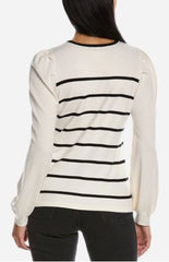 Striped Puff Sleeve Crew Neck