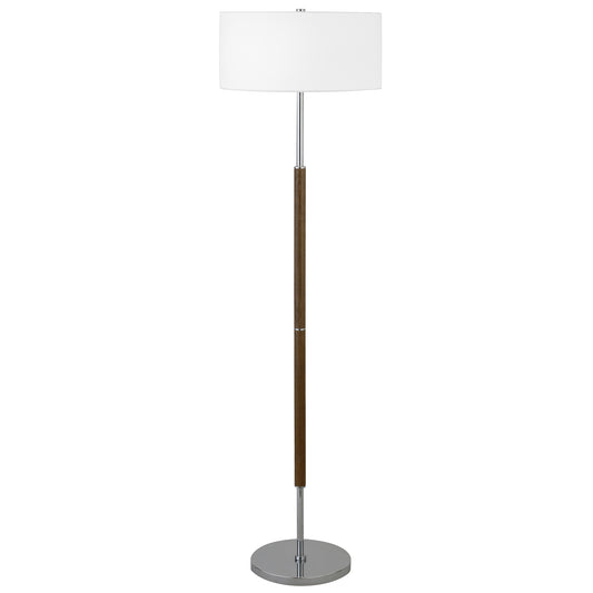 Simone 2-Light  61" Tall Floor Lamp in Rustic/Polished Nickel