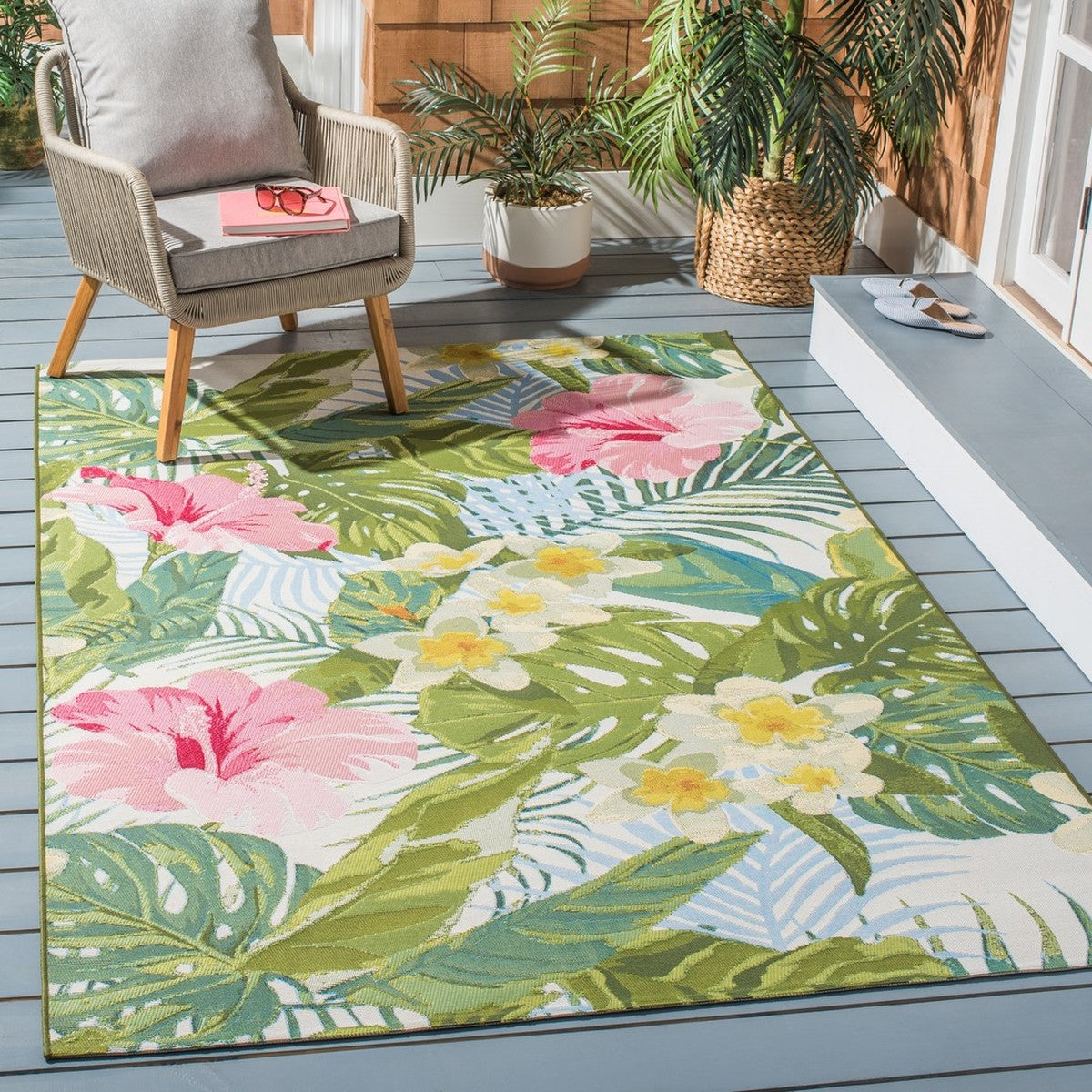  Safavieh Barbados 516 Indoor / Outdoor Rug - Green / Pink - Bonton