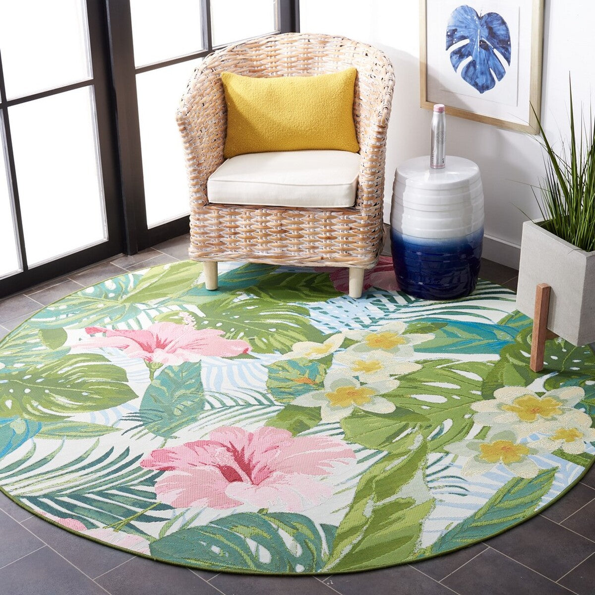  Safavieh Barbados 516 Indoor / Outdoor Rug - Green / Pink - Bonton