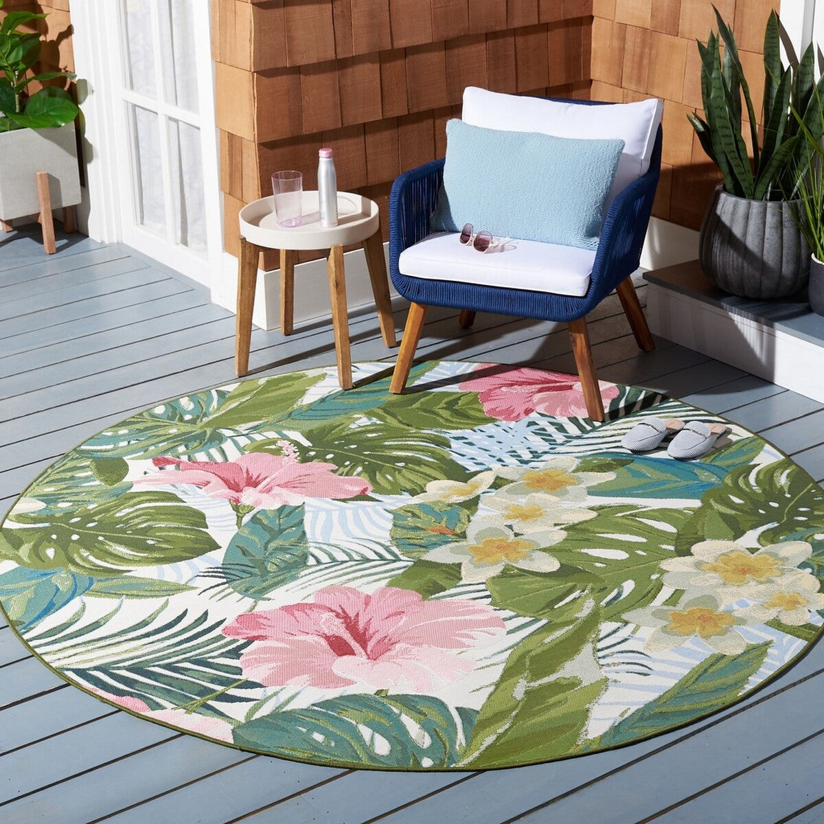  Safavieh Barbados 516 Indoor / Outdoor Rug - Green / Pink - Bonton