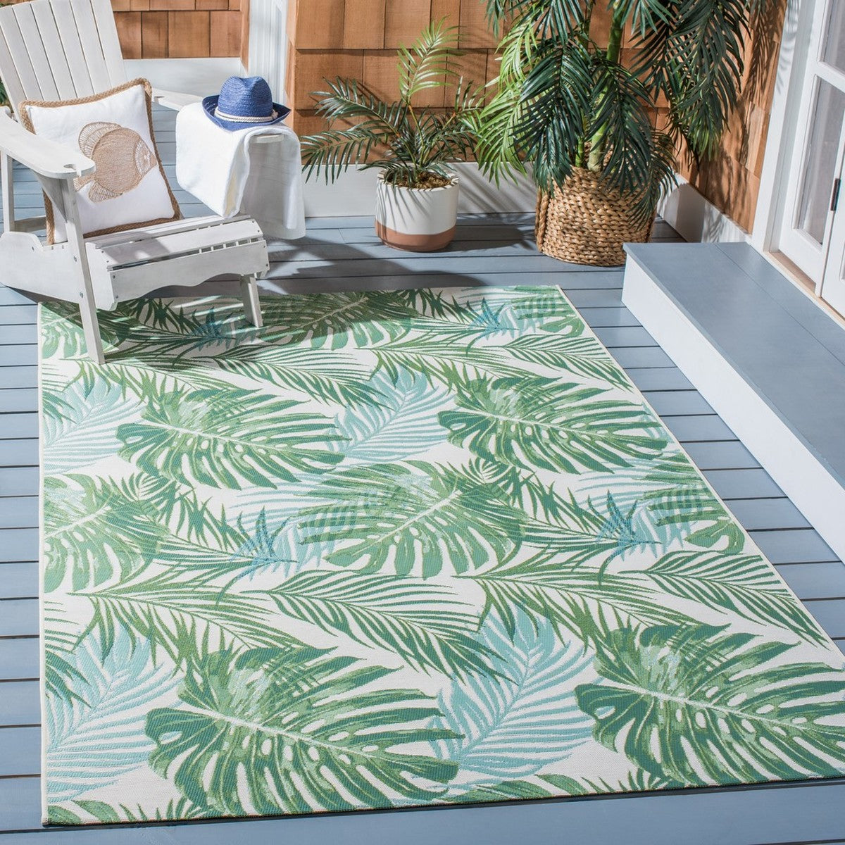  Safavieh Barbados 592 Indoor / Outdoor Rug - Green / Teal - Bonton