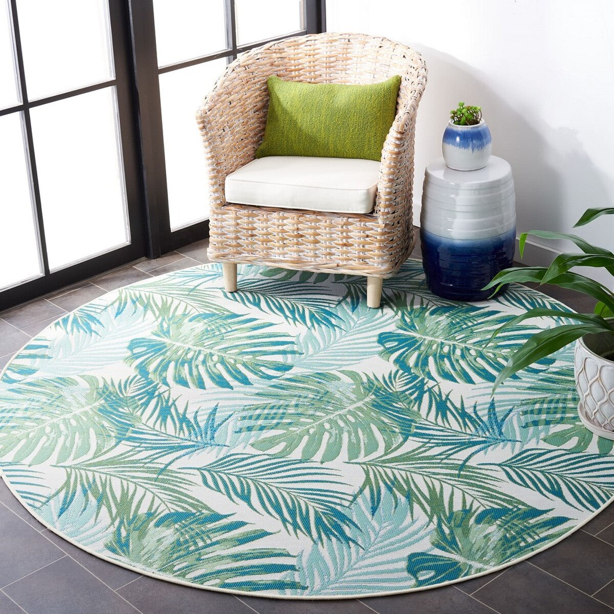  Safavieh Barbados 592 Indoor / Outdoor Rug - Green / Teal - Bonton