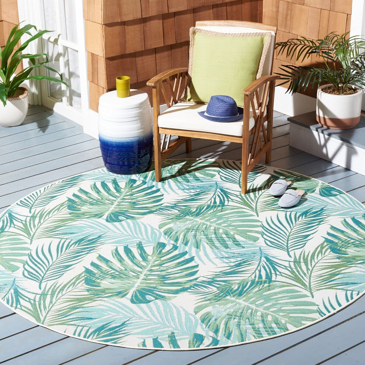  Safavieh Barbados 592 Indoor / Outdoor Rug - Green / Teal - Bonton