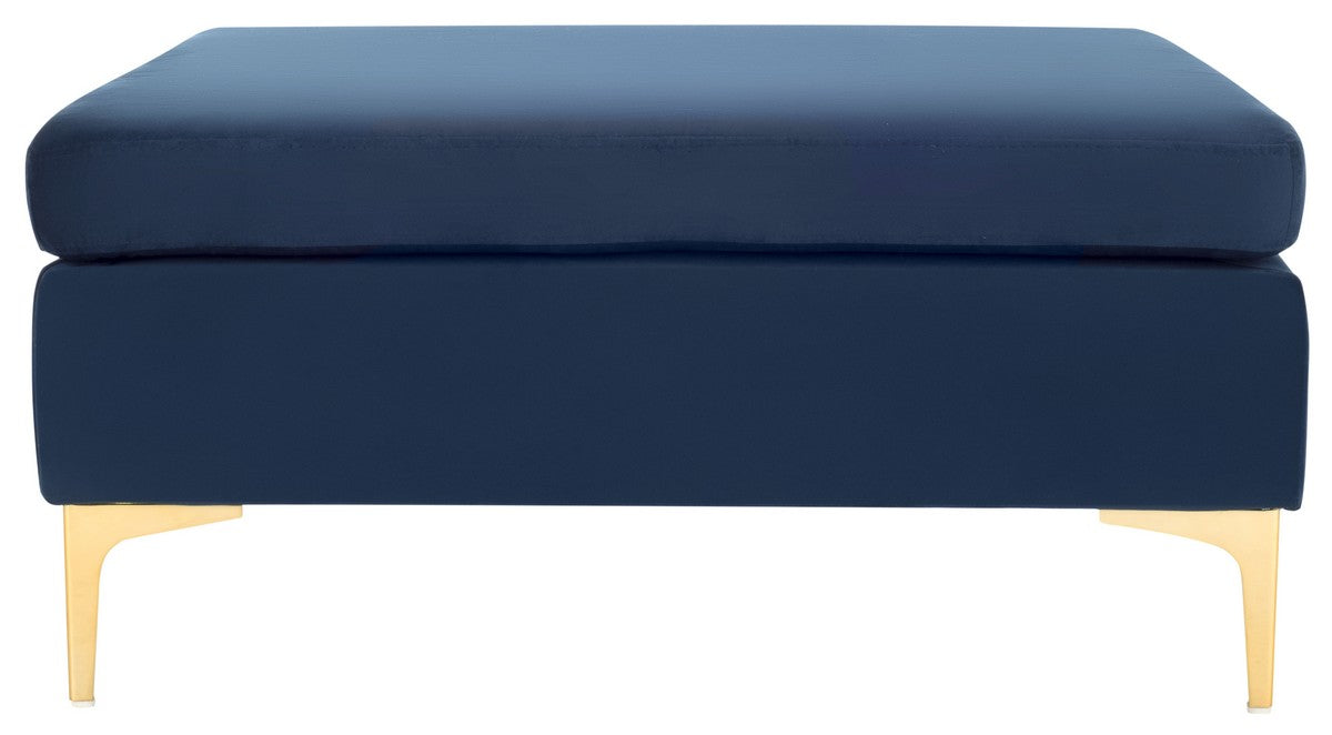  Safavieh Giovanna Square Ottoman - Navy Velvet - Bonton