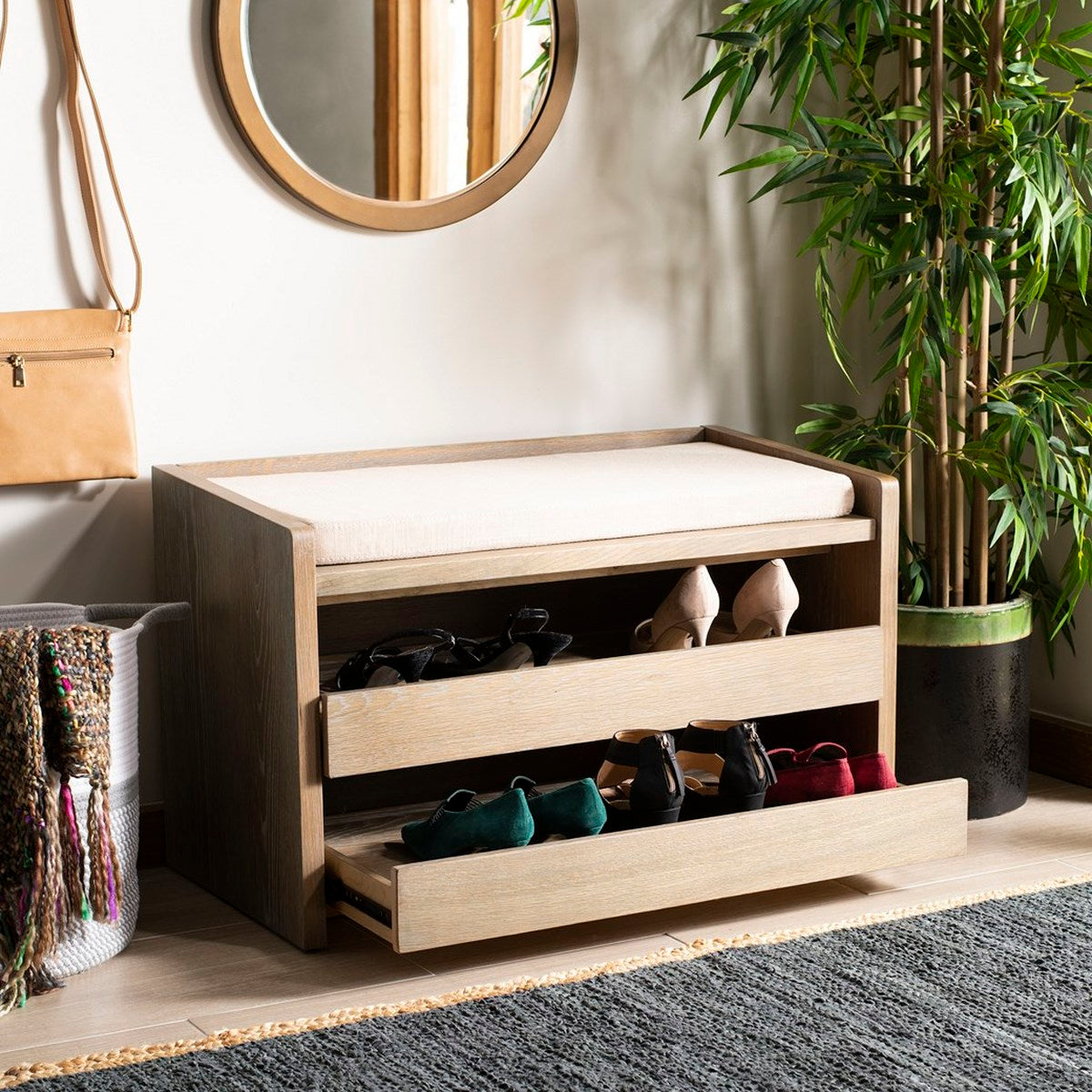  Safavieh Percy Storage Bench - Rustic Oak - Bonton