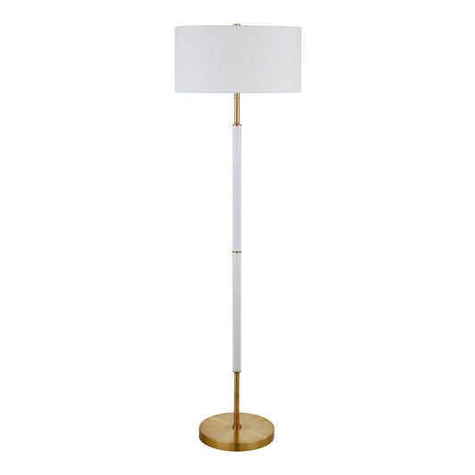 Simone 2-Light  61" Tall Floor Lamp in Matte White/Brass