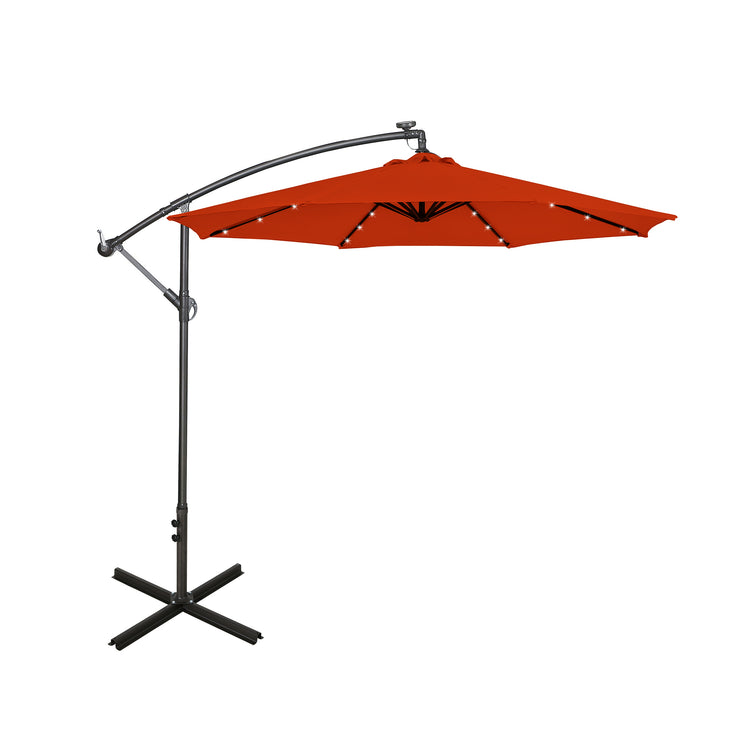 10 Ft Outdoor Patio Solar LED Cantilever Umbrella