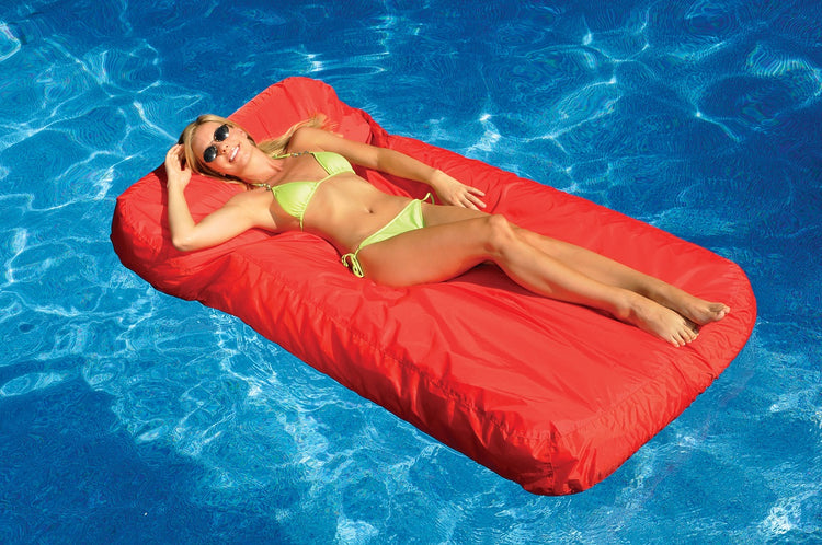 72-Inch Red Inflatable SunSoft Swimming Pool Lounger Float