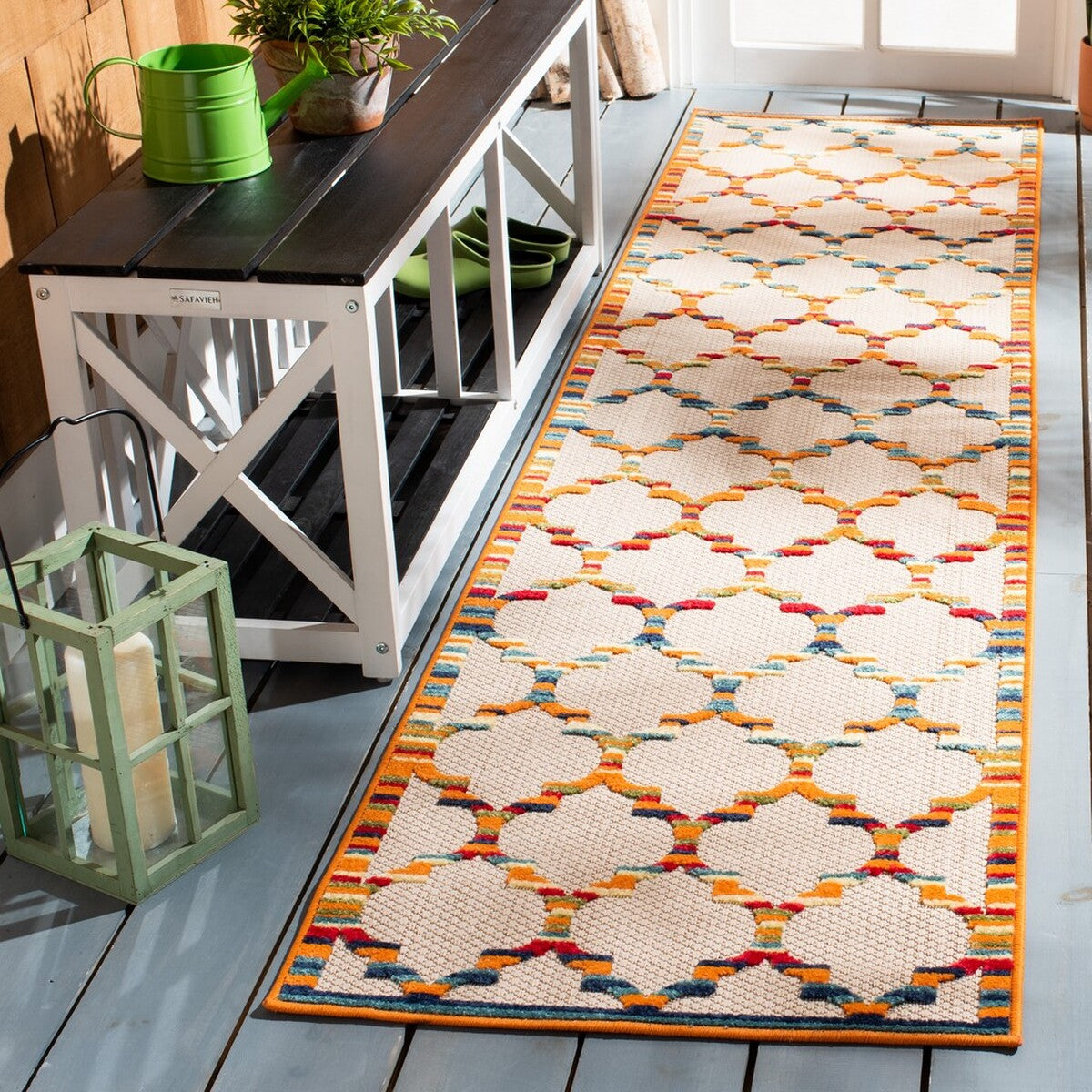  Safavieh Cabana 333 Indoor / Outdoor Rug - Ivory / Orange - Bonton