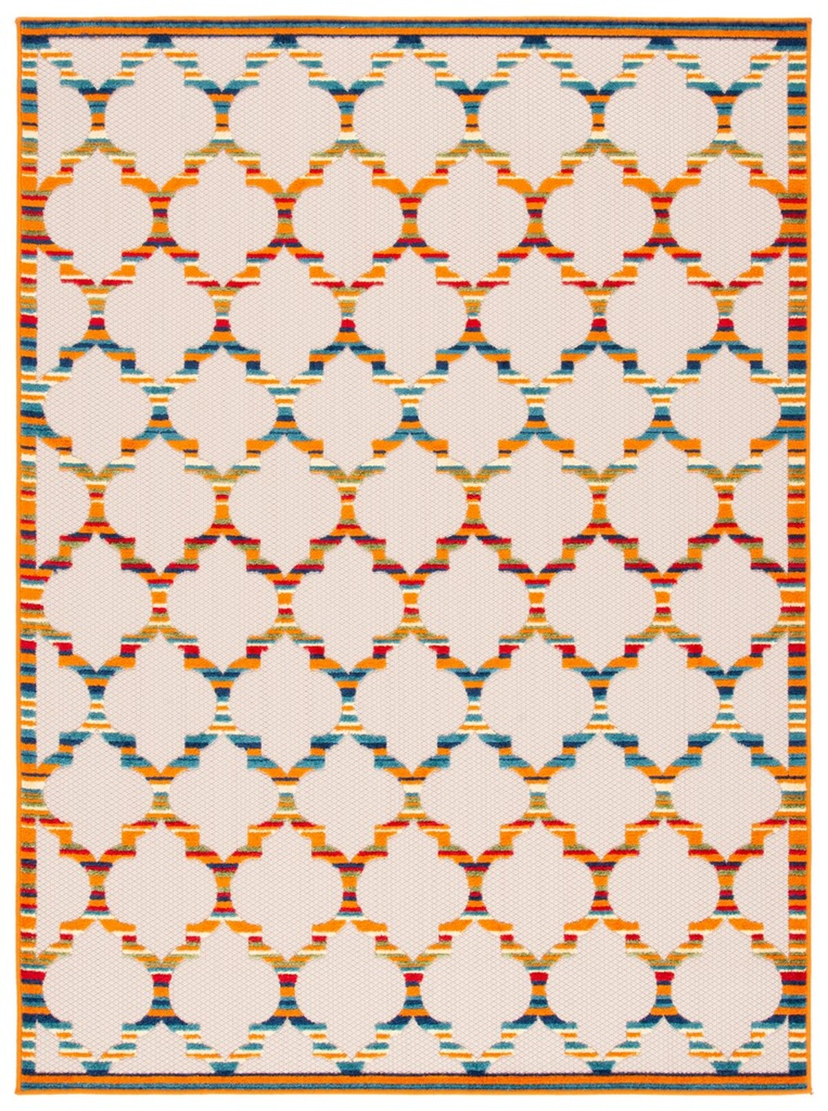  Safavieh Cabana 333 Indoor / Outdoor Rug - Ivory / Orange - Bonton