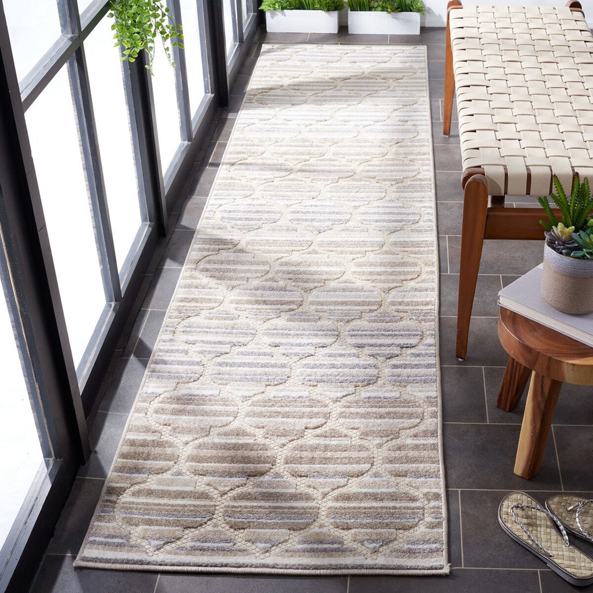  Safavieh Cabana 333 Indoor / Outdoor Rug - Ivory / Orange - Bonton