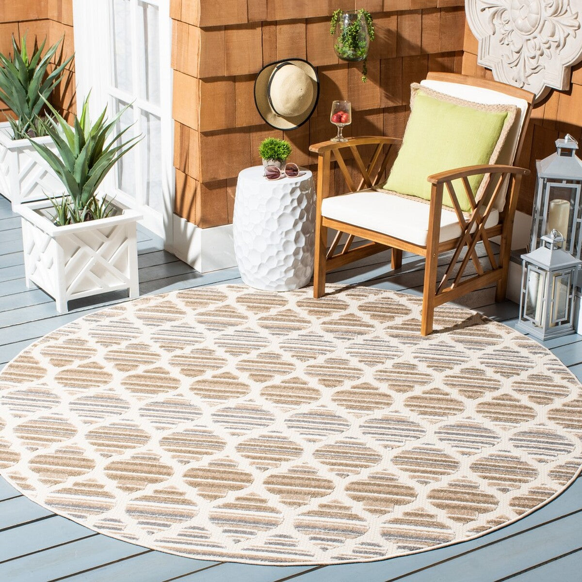  Safavieh Cabana 333 Indoor / Outdoor Rug - Ivory / Orange - Bonton