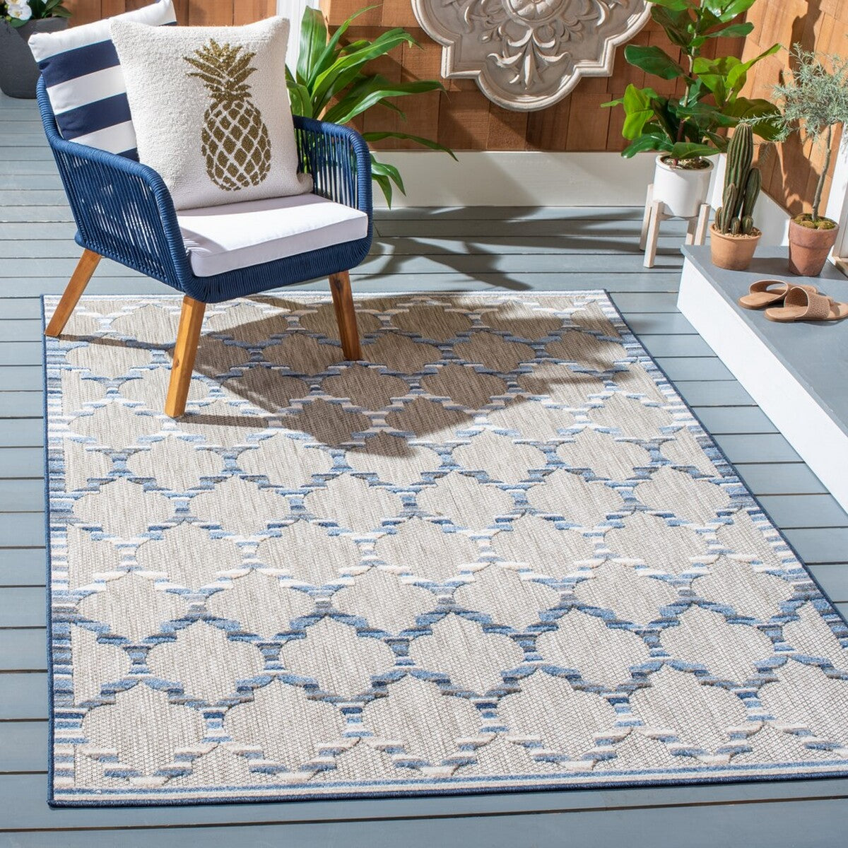  Safavieh Cabana 333 Indoor / Outdoor Rug - Ivory / Orange - Bonton