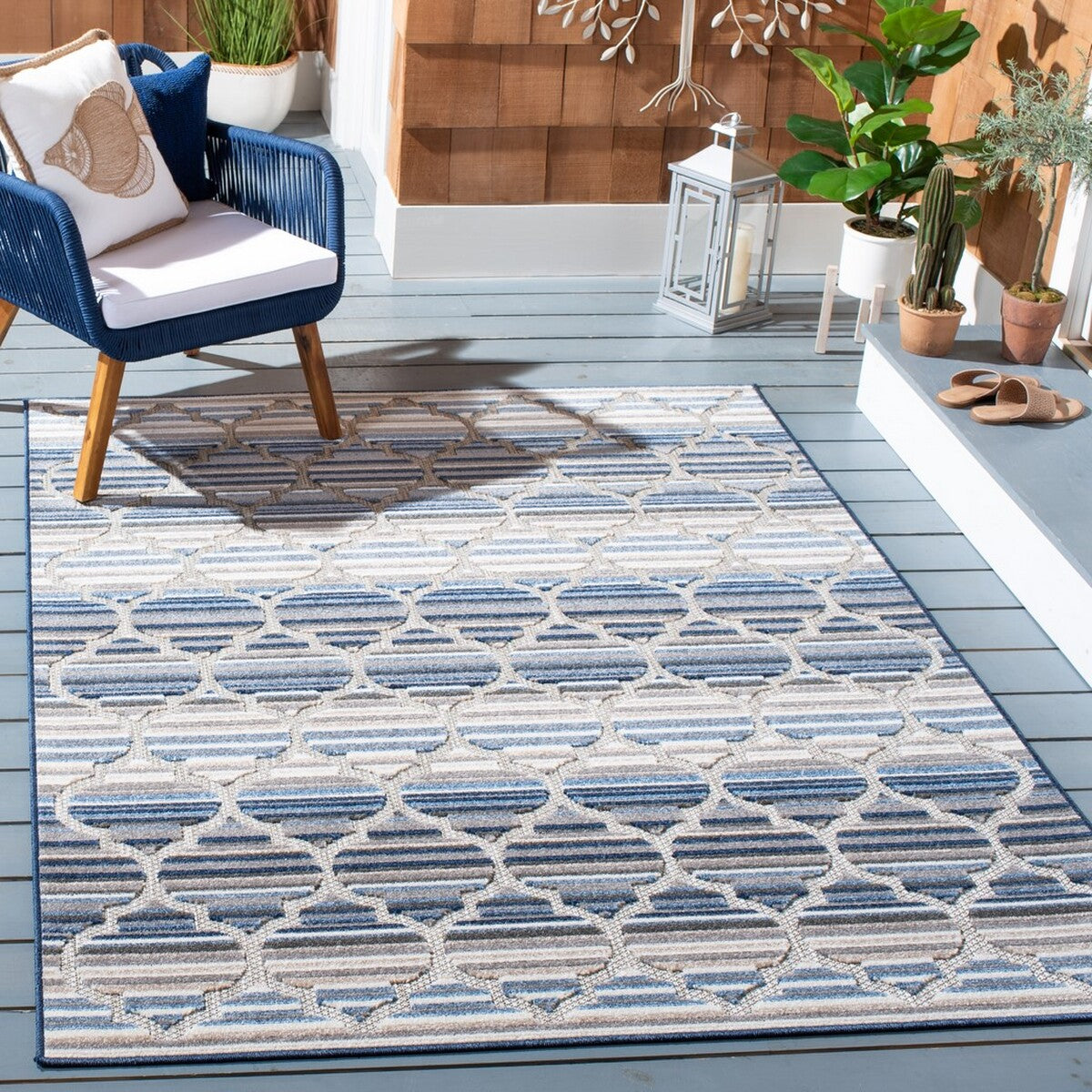  Safavieh Cabana 333 Indoor / Outdoor Rug - Ivory / Orange - Bonton