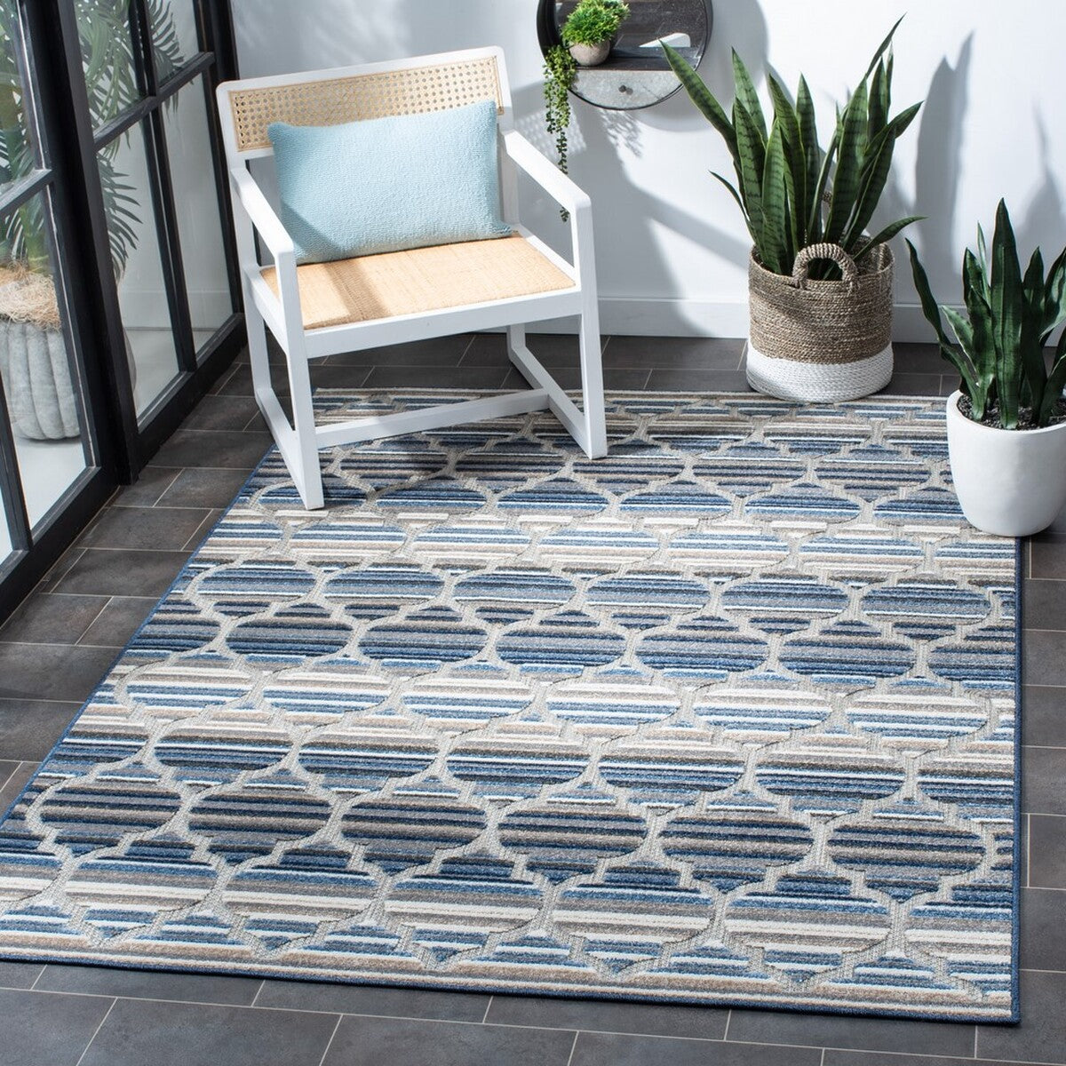  Safavieh Cabana 333 Indoor / Outdoor Rug - Ivory / Orange - Bonton