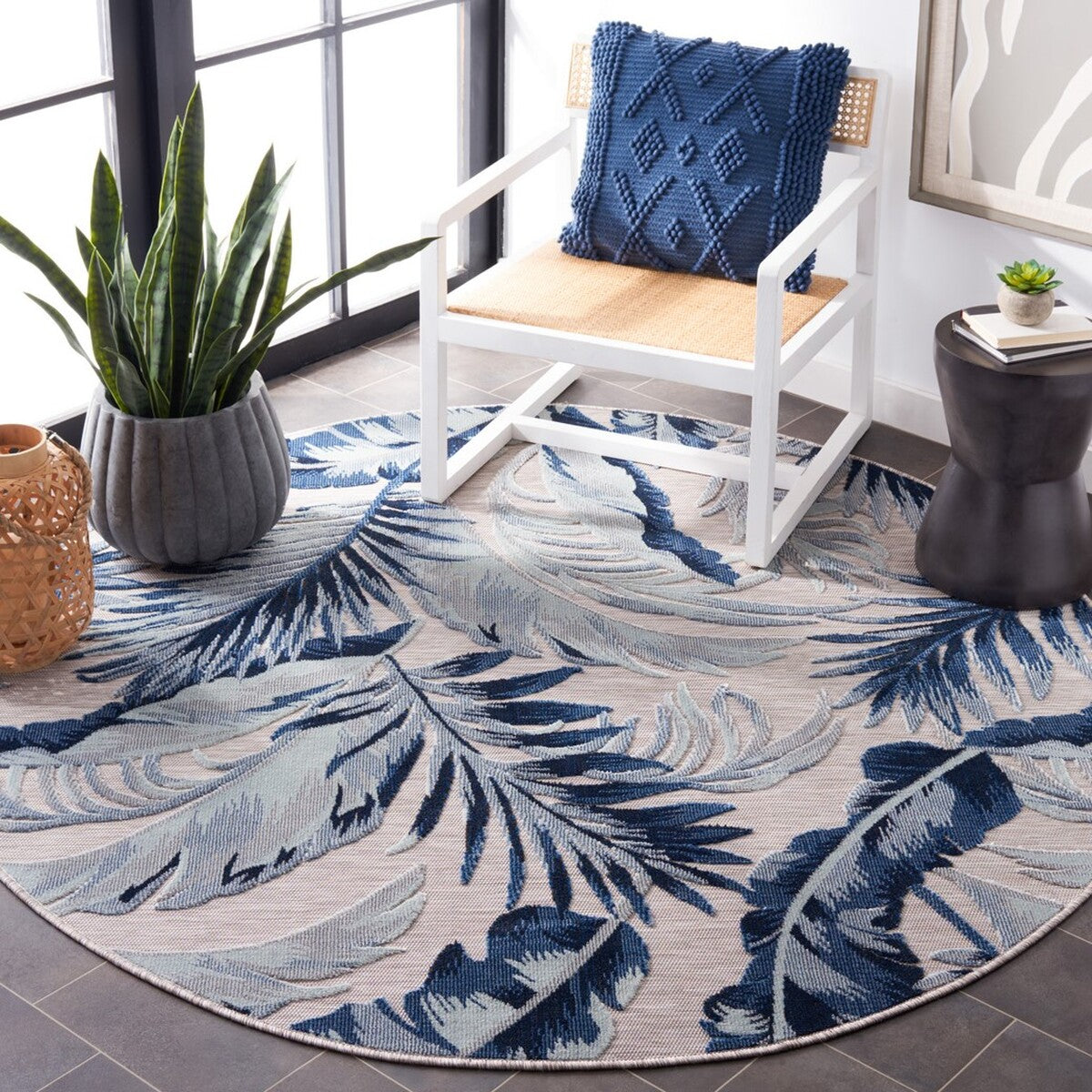  Safavieh Cabana 452 Indoor / Outdoor Rug - Ivory / Navy - Bonton