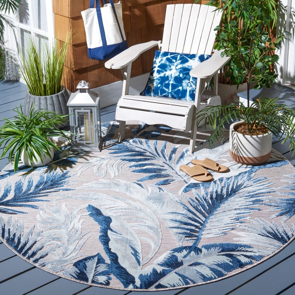  Safavieh Cabana 452 Indoor / Outdoor Rug - Ivory / Navy - Bonton