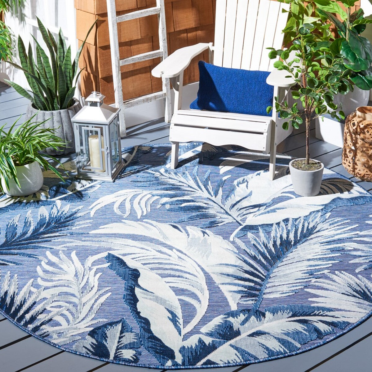  Safavieh Cabana 452 Indoor / Outdoor Rug - Ivory / Navy - Bonton