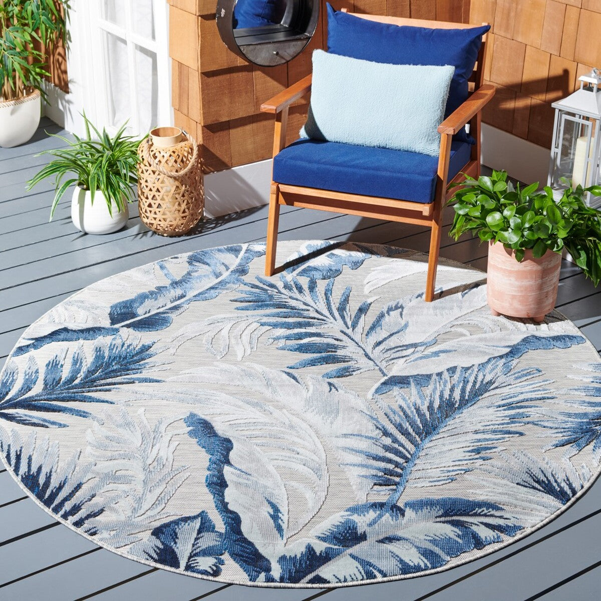  Safavieh Cabana 452 Indoor / Outdoor Rug - Ivory / Navy - Bonton