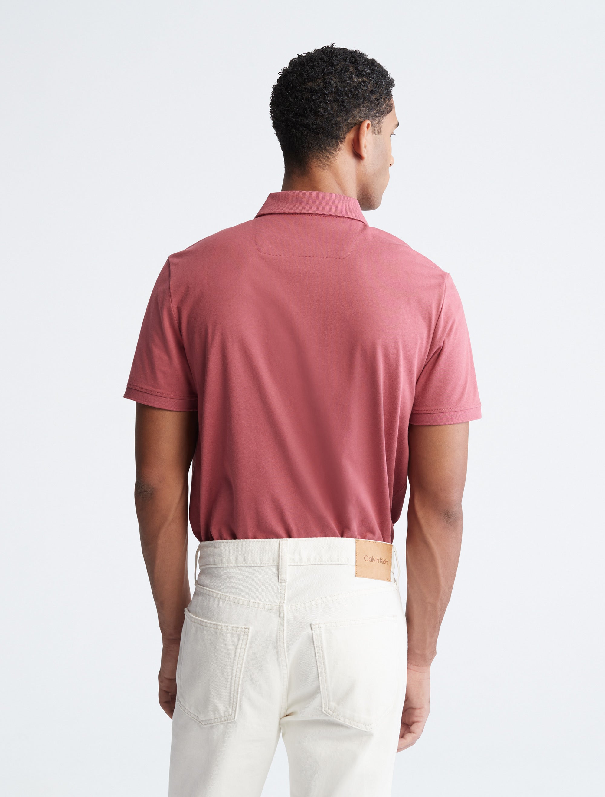  Calvin Klein SS SMOOTH COTTON Solid Polo - Bleached Denim - Bonton