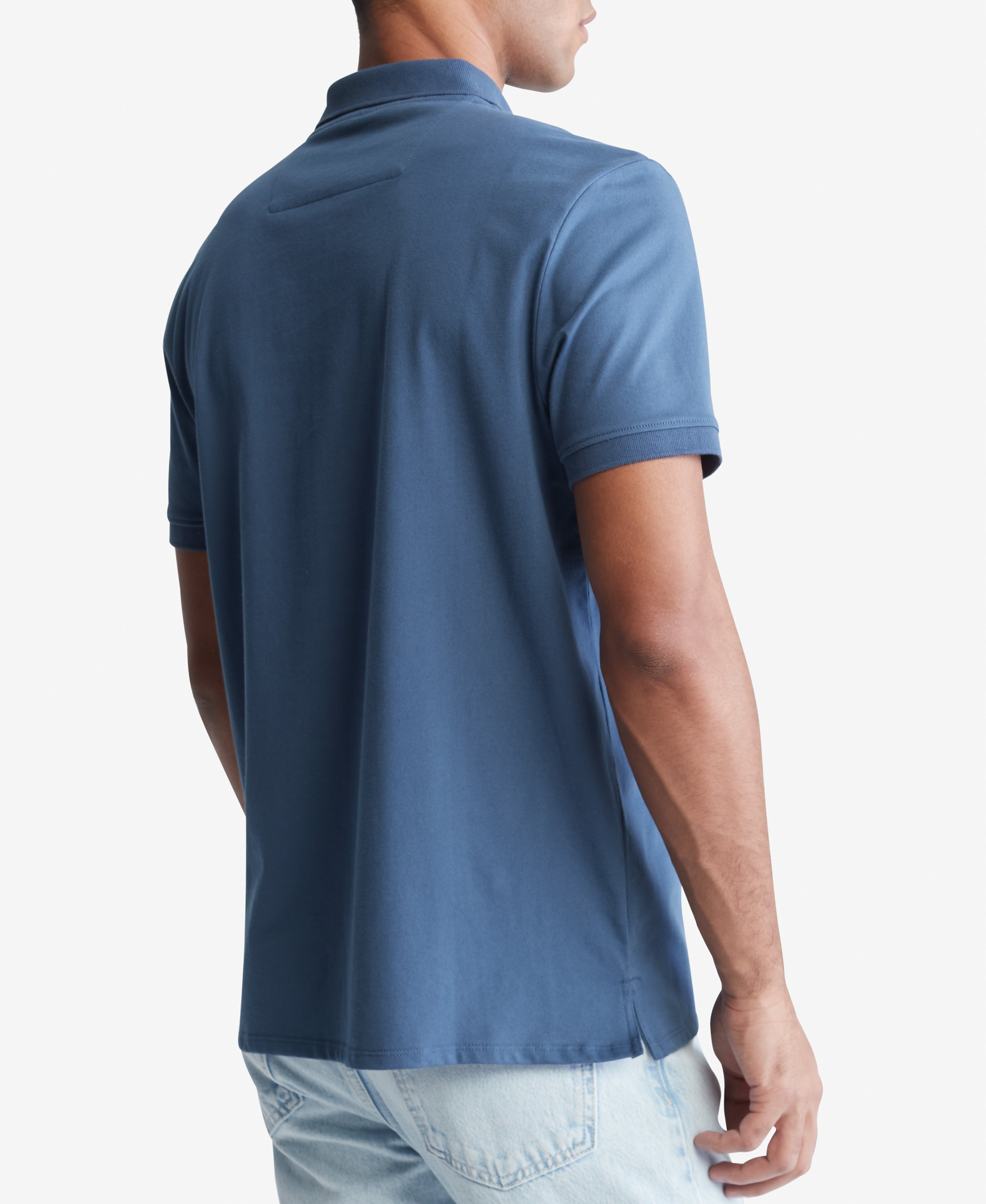  Calvin Klein SS SMOOTH COTTON Solid Polo - Bleached Denim - Bonton