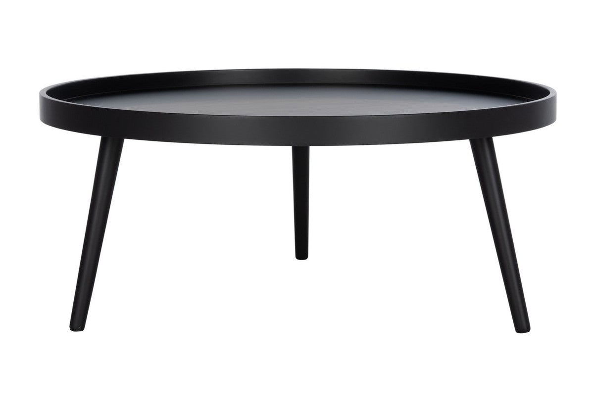  Safavieh Fritz Round Tray Top Coffee Table - Black - Bonton