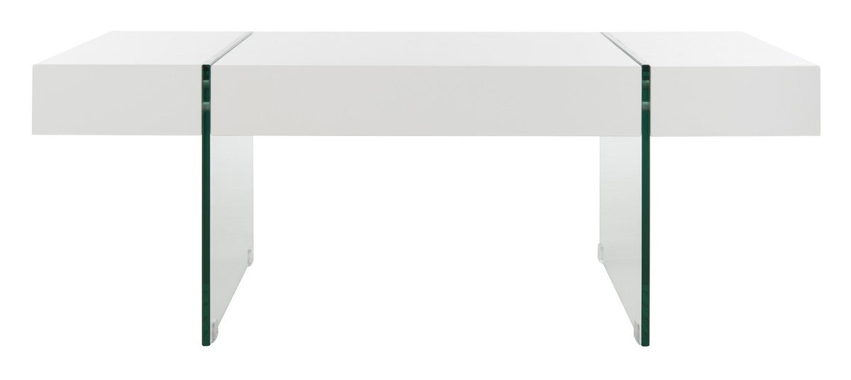  Safavieh Jacob Glass Leg Modern Coffee Table - White - Bonton