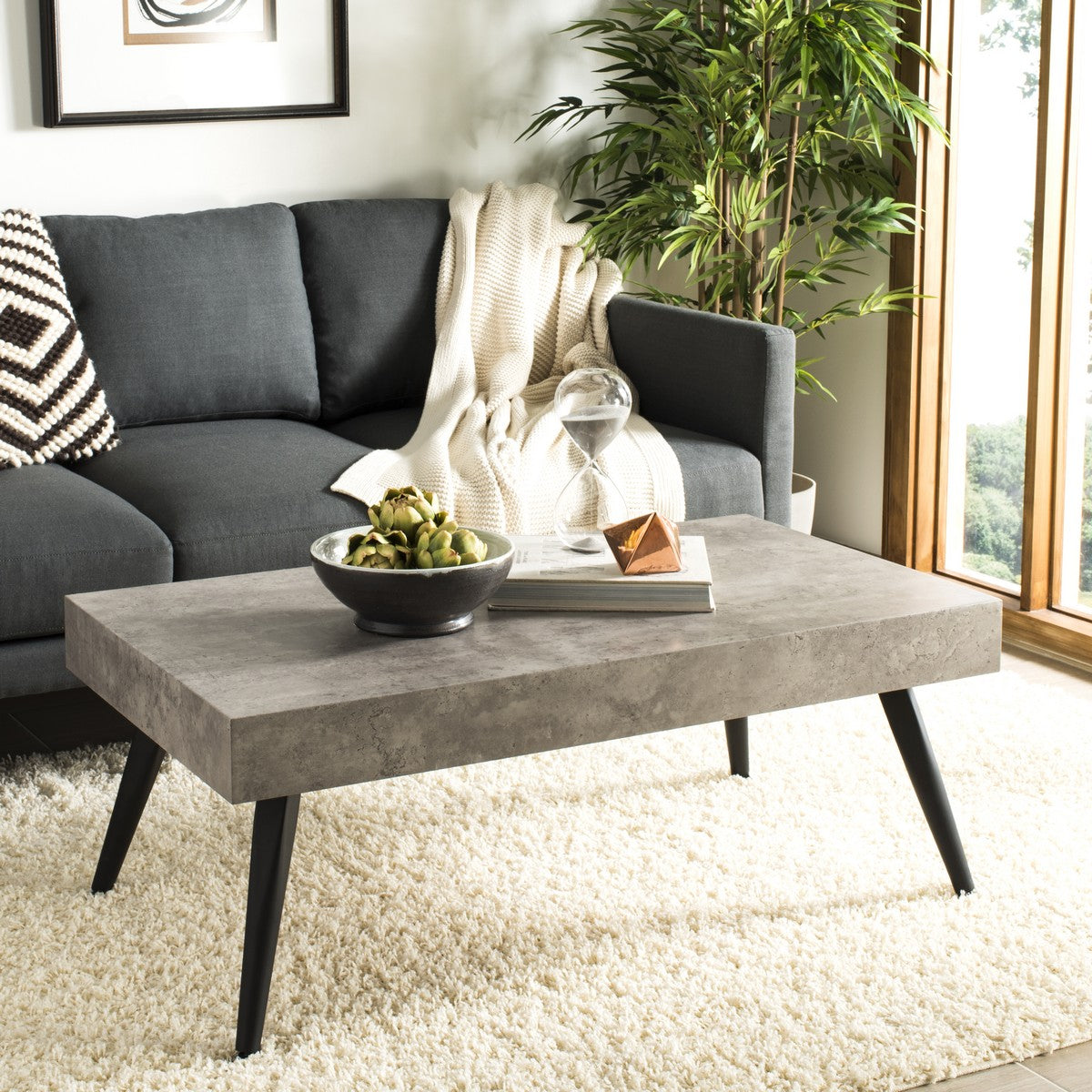  Safavieh Cedric Mid-Century Modern Coffee Table - Light Grey - Bonton