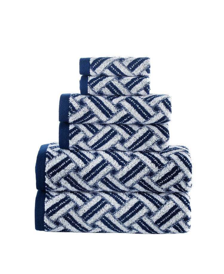 Criss Cross Stripe 6 Piece Towel Set