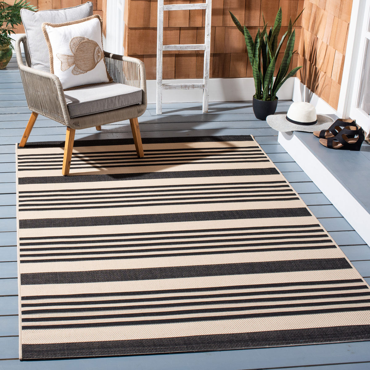  Safavieh Courtyard 6062 Indoor / Outdoor Rug - Beige / Blue - Bonton