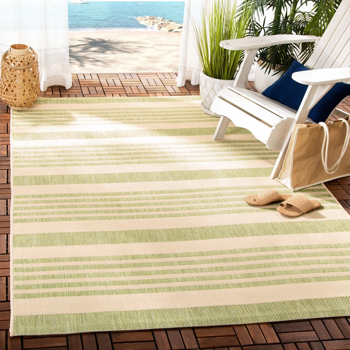  Safavieh Courtyard 6062 Indoor / Outdoor Rug - Beige / Blue - Bonton