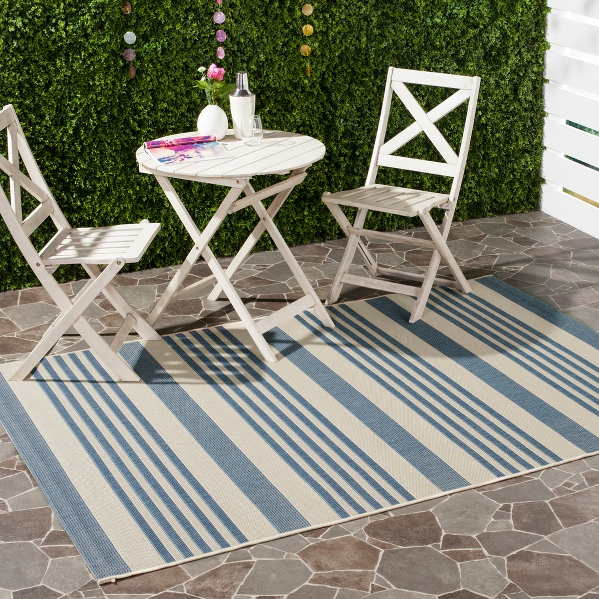  Safavieh Courtyard 6062 Indoor / Outdoor Rug - Beige / Blue - Bonton