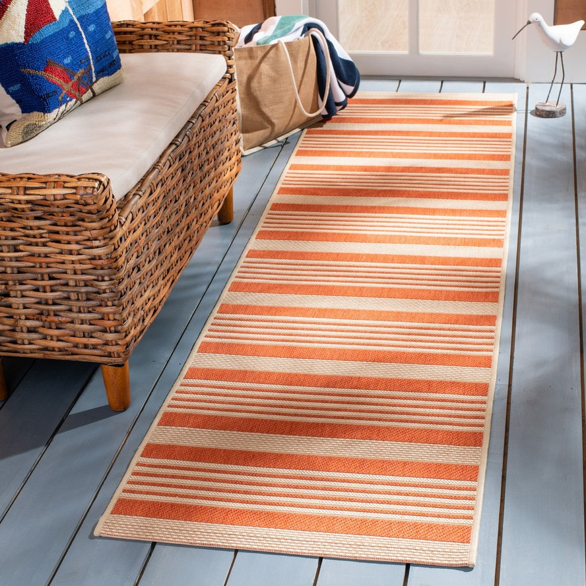  Safavieh Courtyard 6062 Indoor / Outdoor Rug - Terracotta / Beige - Bonton