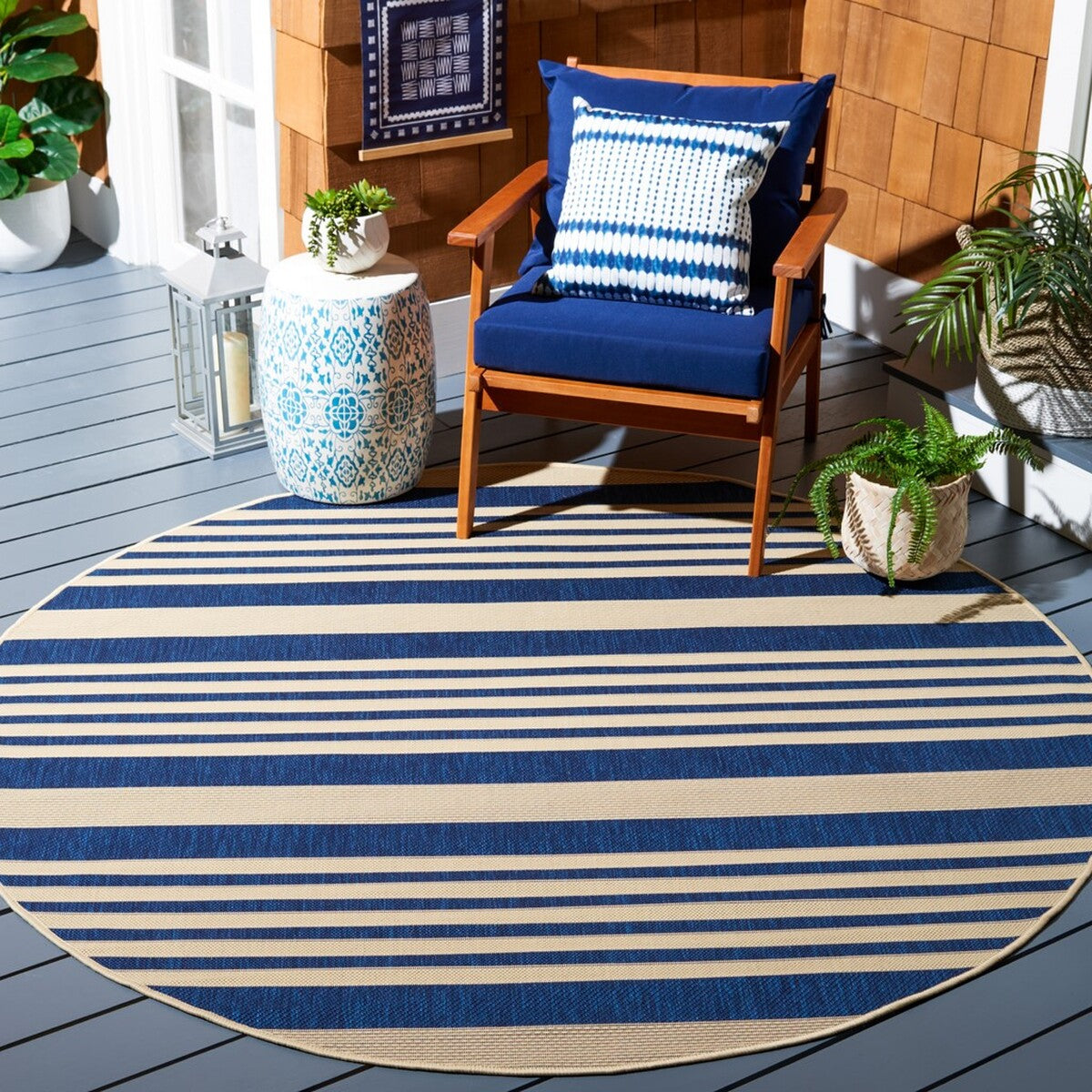  Safavieh Courtyard 6062 Indoor / Outdoor Rug - Beige / Blue - Bonton