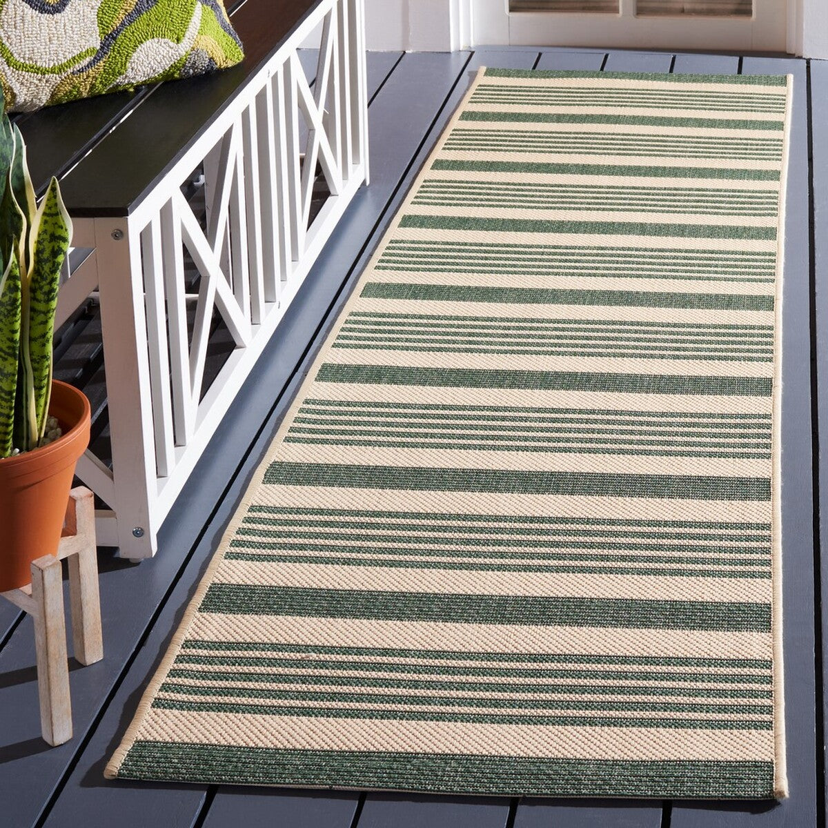  Safavieh Courtyard 6062 Indoor / Outdoor Rug - Beige / Blue - Bonton