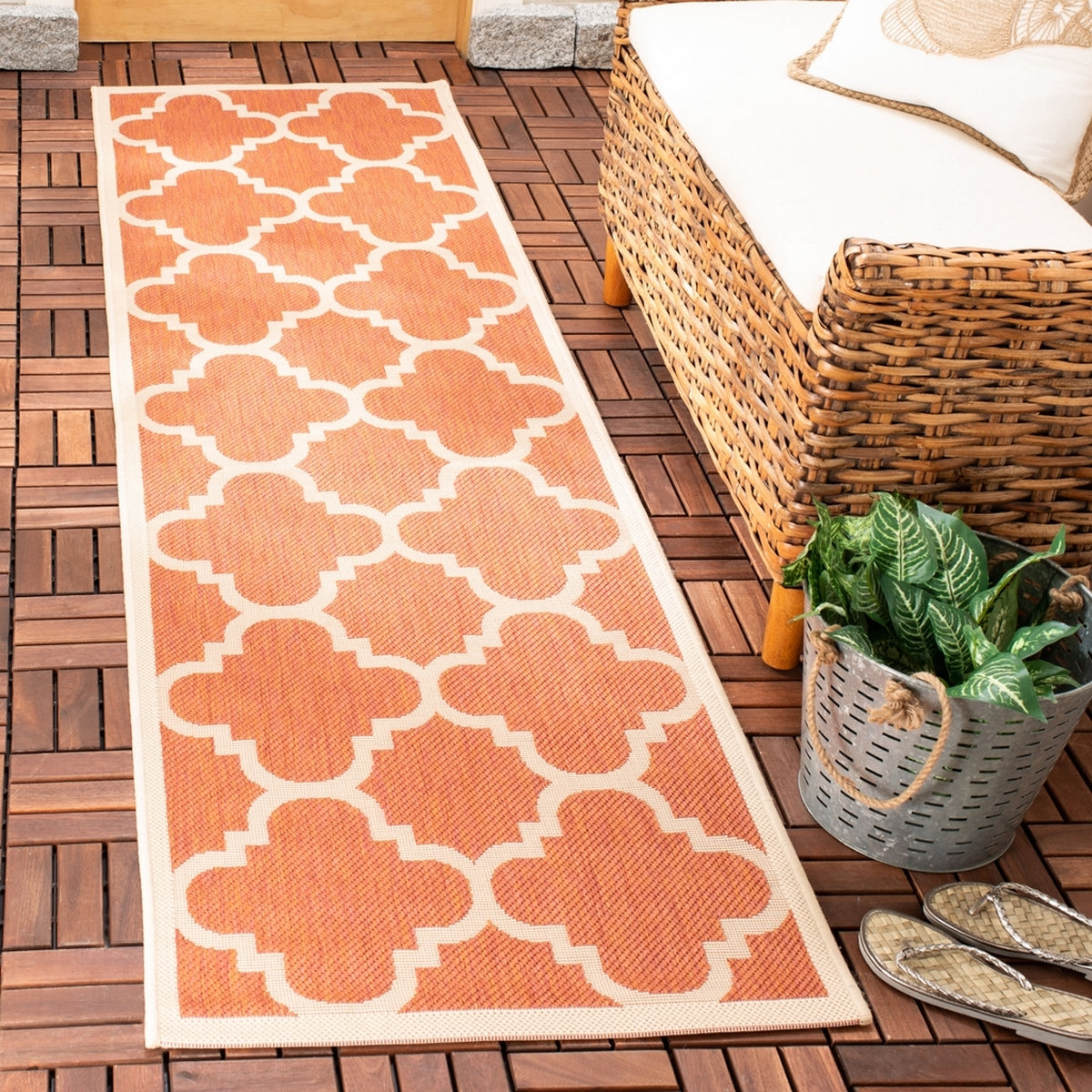  Safavieh Courtyard 6243 Indoor / Outdoor Rug - Terracotta - Bonton