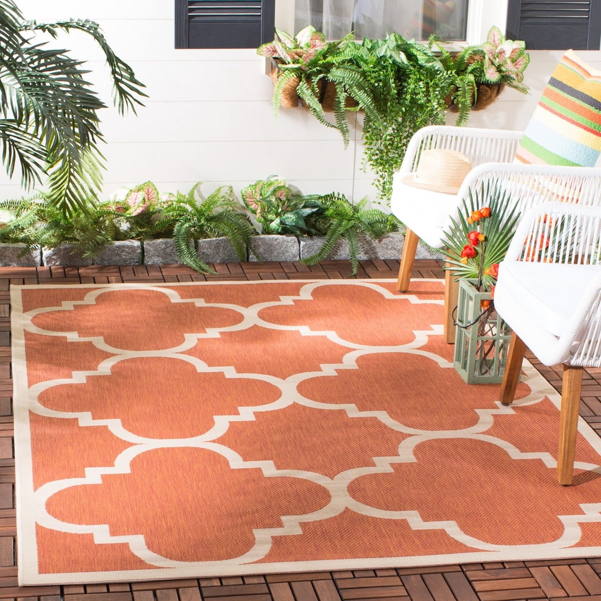  Safavieh Courtyard 6243 Indoor / Outdoor Rug - Terracotta - Bonton