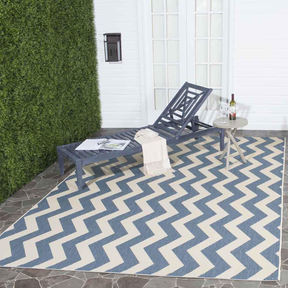  Safavieh Courtyard 6245 Indoor / Outdoor Rug - Blue / Beige - Bonton